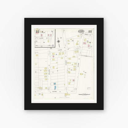 Old map wall art mockup — black gallery frame with white mat — Sanborn Fire Insurance Map from Ossining, Westchester County, New York (1924), Sheet #0022