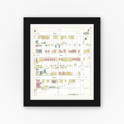 Old map wall art mockup — black gallery frame with white mat — Sanborn Fire Insurance Map from Lemoyne, Cumberland County, Pennsylvania (1923), Sheet #0008