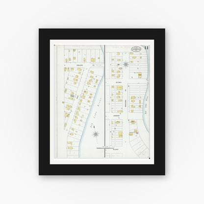 Old map wall art mockup — black gallery frame with white mat — Sanborn Fire Insurance Map from Crookston, Polk County, Minnesota (1900), Sheet #0011