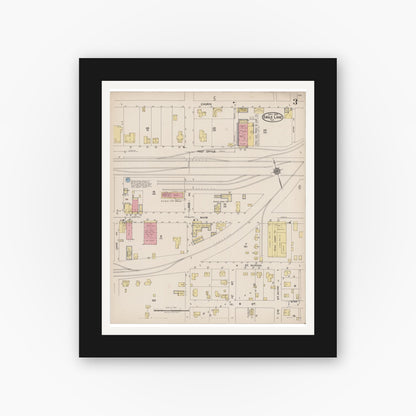 Old map wall art mockup — black gallery frame with white mat — Sanborn Fire Insurance Map from Eagle Lake, Colorado County, Texas (1922), Sheet #0003