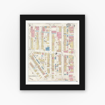 Old map wall art mockup — black gallery frame with white mat — Sanborn Fire Insurance Map from Pitcairn, Allegheny County, Pennsylvania (1948), Sheet #0002