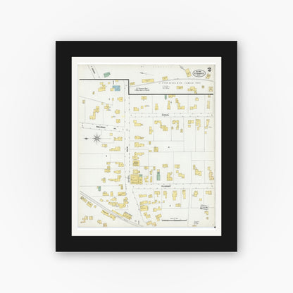 Old map wall art mockup — black gallery frame with white mat — Sanborn Fire Insurance Map from Hyannis, Barnstable County, Massachusetts (1901), Sheet #0003