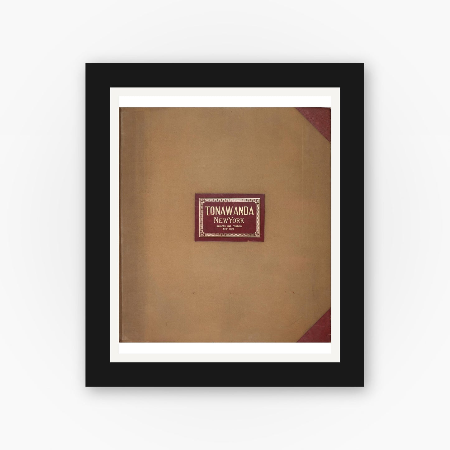 Old map wall art mockup — black gallery frame with white mat — Sanborn Fire Insurance Map from Tonawanda, Erie County, New York (1951), Sheet #0001