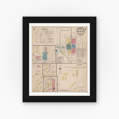 Old map wall art mockup — black gallery frame with white mat — Sanborn Fire Insurance Map from Wellington, Lorain County, Ohio (1922) - Complete Map Set