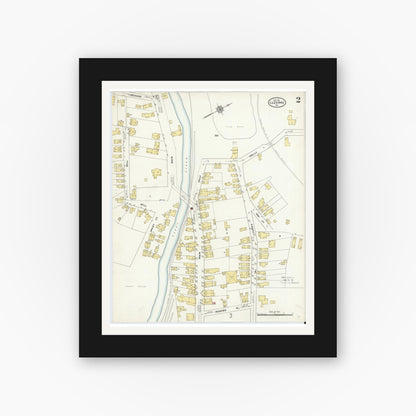 Old map wall art mockup — black gallery frame with white mat — Sanborn Fire Insurance Map from Luzerne, Luzerne County, Pennsylvania (1911), Sheet #0002
