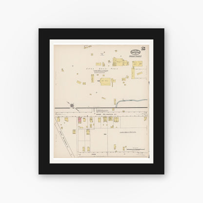 Old map wall art mockup — black gallery frame with white mat — Sanborn Fire Insurance Map from Nanticoke, Luzerne County, Pennsylvania (1920), Sheet #0035