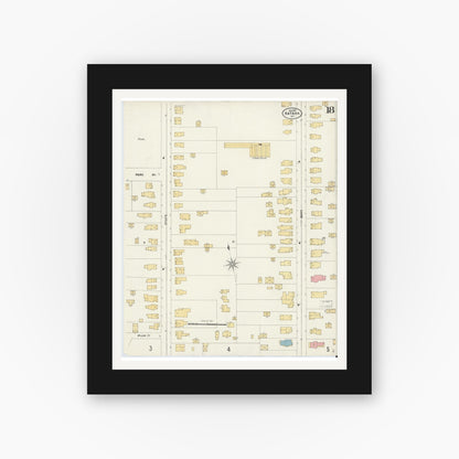 Old map wall art mockup — black gallery frame with white mat — Sanborn Fire Insurance Map from Batavia, Genesee County, New York (1901), Sheet #0018
