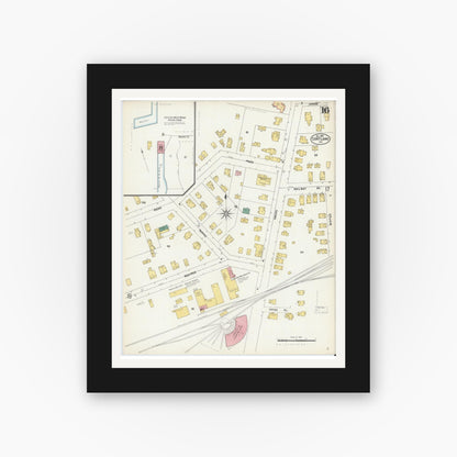 Old map wall art mockup — black gallery frame with white mat — Sanborn Fire Insurance Map from Cortland, Cortland County, New York (1902), Sheet #0016