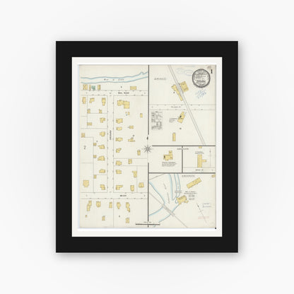 Old map wall art mockup — black gallery frame with white mat — Sanborn Fire Insurance Map from Savona, Steuben County, New York (1898) - Complete Map Set