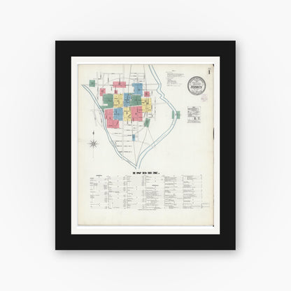 Old map wall art mockup — black gallery frame with white mat — Sanborn Fire Insurance Map from Norwich, Chenango County, New York (1903), Sheet #0001