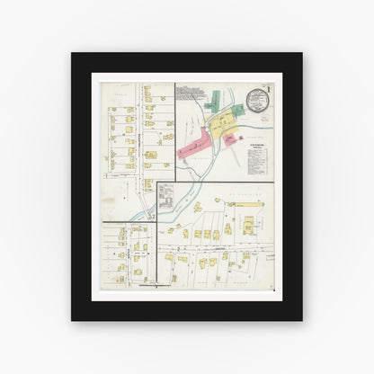 Old map wall art mockup — black gallery frame with white mat — Sanborn Fire Insurance Map from Clinton, Hunterdon County, New Jersey (1897) - Complete Map Set