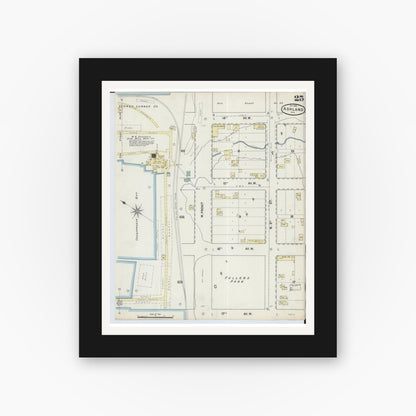Old map wall art mockup — black gallery frame with white mat — Sanborn Fire Insurance Map from Ashland, Ashland County, Wisconsin (1890), Sheet #0025