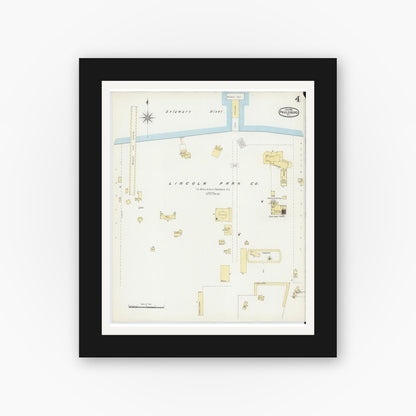 Old map wall art mockup — black gallery frame with white mat — Sanborn Fire Insurance Map from Paulsboro, Gloucester County, New Jersey (1896), Sheet #0004