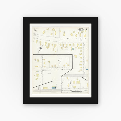 Old map wall art mockup — black gallery frame with white mat — Sanborn Fire Insurance Map from Ripley, Chautauqua County, New York (1924), Sheet #0005