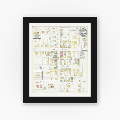 Old map wall art mockup — black gallery frame with white mat — Sanborn Fire Insurance Map from Mount Horeb, Dane County, Wisconsin (1899), Sheet #0001