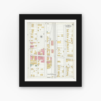 Old map wall art mockup — black gallery frame with white mat — Sanborn Fire Insurance Map from Coraopolis, Allegheny County, Pennsylvania (1906), Sheet #0004