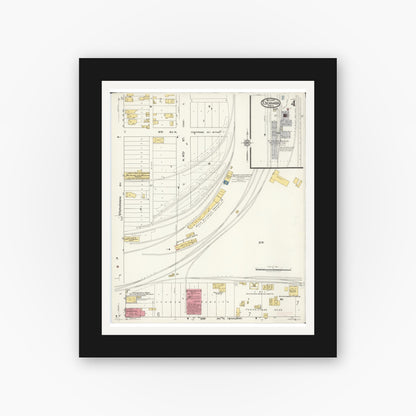 Old map wall art mockup — black gallery frame with white mat — Sanborn Fire Insurance Map from Escanaba, Delta County, Michigan (1921), Sheet #0004