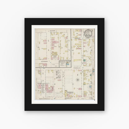 Old map wall art mockup — black gallery frame with white mat — Sanborn Fire Insurance Map from Tell City, Perry County, Indiana (1886) - Complete Map Set