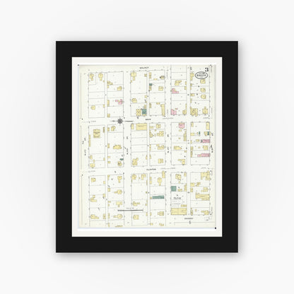 Old map wall art mockup — black gallery frame with white mat — Sanborn Fire Insurance Map from Breese, Clinton County, Illinois (1909), Sheet #0003