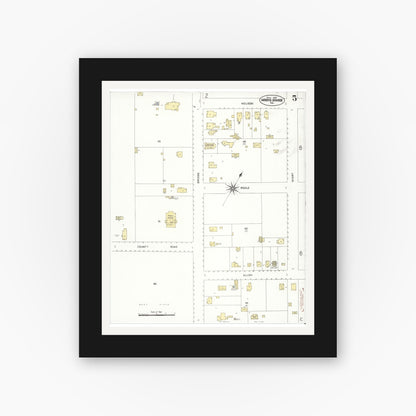 Old map wall art mockup — black gallery frame with white mat — Sanborn Fire Insurance Map from Arroyo Grande, San Luis Obispo County, California (1909), Sheet #0005