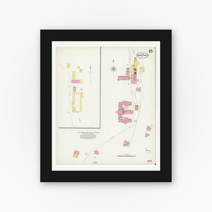Old map wall art mockup — black gallery frame with white mat — Sanborn Fire Insurance Map from Charlottesville, Independent Cities, Virginia (1902), Sheet #0015