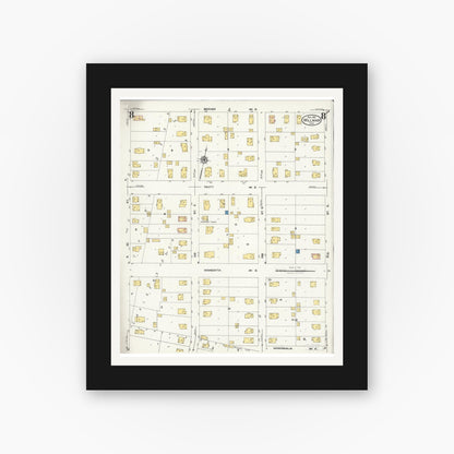 Old map wall art mockup — black gallery frame with white mat — Sanborn Fire Insurance Map from Willmar, Kandiyohi County, Minnesota (1925), Sheet #0008