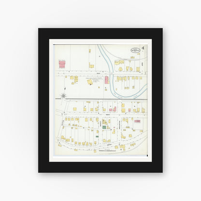 Old map wall art mockup — black gallery frame with white mat — Sanborn Fire Insurance Map from Salineville, Columbiana County, Ohio (1902), Sheet #0004