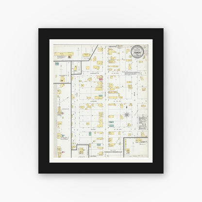 Old map wall art mockup — black gallery frame with white mat — Sanborn Fire Insurance Map from Hammond, St. Croix County, Wisconsin (1902), Sheet #0001