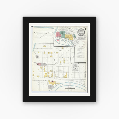 Old map wall art mockup — black gallery frame with white mat — Sanborn Fire Insurance Map from Ontonagon, Ontonagon County, Michigan (1900) - Complete Map Set