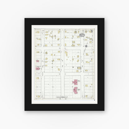 Old map wall art mockup — black gallery frame with white mat — Sanborn Fire Insurance Map from Pine City, Pine County, Minnesota (1921), Sheet #0005