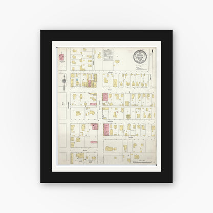 Old map wall art mockup — black gallery frame with white mat — Sanborn Fire Insurance Map from Galatia, Saline County, Illinois (1910) - Complete Map Set
