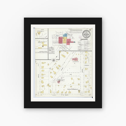 Old map wall art mockup — black gallery frame with white mat — Sanborn Fire Insurance Map from Decatur, Van Buren County, Michigan (1908) - Complete Map Set