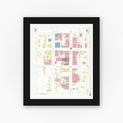 Old map wall art mockup — black gallery frame with white mat — Sanborn Fire Insurance Map from Viroqua, Vernon County, Wisconsin (1933), Sheet #0002