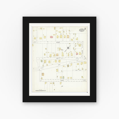 Old map wall art mockup — black gallery frame with white mat — Sanborn Fire Insurance Map from Marion, Smyth County, Virginia (1913), Sheet #0002