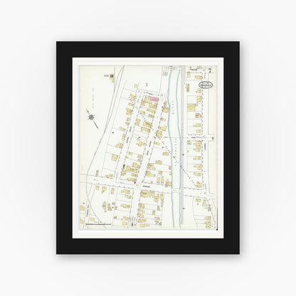 Old map wall art mockup — black gallery frame with white mat — Sanborn Fire Insurance Map from Archbald, Lackawanna County, Pennsylvania (1912), Sheet #0007