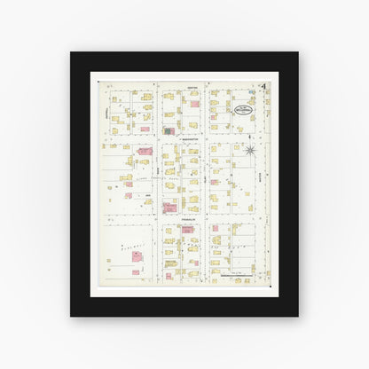 Old map wall art mockup — black gallery frame with white mat — Sanborn Fire Insurance Map from Mount Carroll, Carroll County, Illinois (1904), Sheet #0004