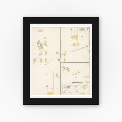Old map wall art mockup — black gallery frame with white mat — Sanborn Fire Insurance Map from Cement, Solano County, California (1912), Sheet #0003