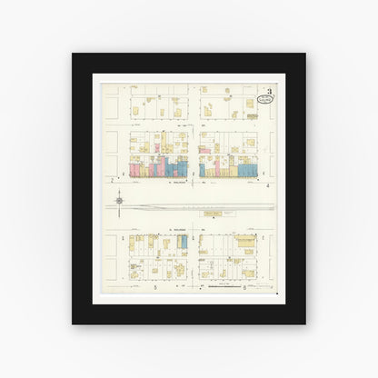 Old map wall art mockup — black gallery frame with white mat — Sanborn Fire Insurance Map from Luling, Caldwell County, Texas (1912), Sheet #0003