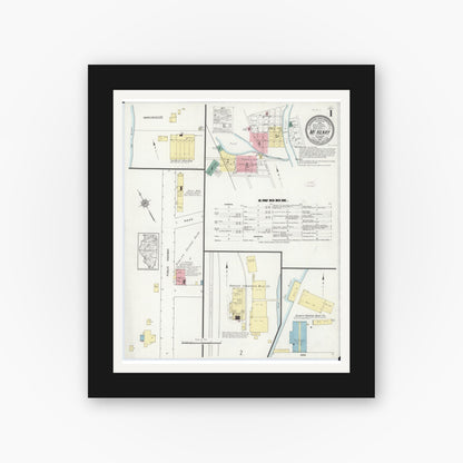 Old map wall art mockup — black gallery frame with white mat — Sanborn Fire Insurance Map from McHenry, McHenry County, Illinois (1912) - Complete Map Set