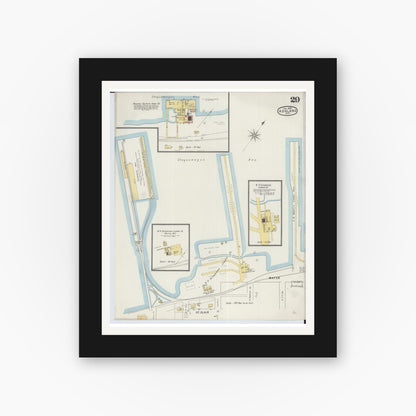 Old map wall art mockup — black gallery frame with white mat — Sanborn Fire Insurance Map from Ashland, Ashland County, Wisconsin (1895), Sheet #0029