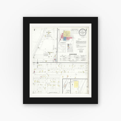 Old map wall art mockup — black gallery frame with white mat — Sanborn Fire Insurance Map from Quitaque, Briscoe County, Texas (1936) - Complete Map Set