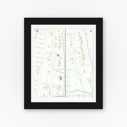 Old map wall art mockup — black gallery frame with white mat — Sanborn Fire Insurance Map from La Porte, Harris County, Texas (1939), Sheet #0006