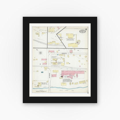 Old map wall art mockup — black gallery frame with white mat — Sanborn Fire Insurance Map from Asheville, Buncombe County, North Carolina (1891), Sheet #0004