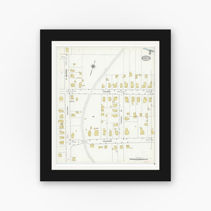 Old map wall art mockup — black gallery frame with white mat — Sanborn Fire Insurance Map from Addison, Steuben County, New York (1921), Sheet #0002