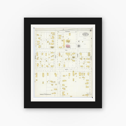 Old map wall art mockup — black gallery frame with white mat — Sanborn Fire Insurance Map from Vermillion, Erie County, Ohio (1904), Sheet #0003