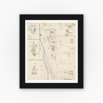 Old map wall art mockup — black gallery frame with white mat — Sanborn Fire Insurance Map from Calexico, Imperial County, California (1920), Sheet #0004