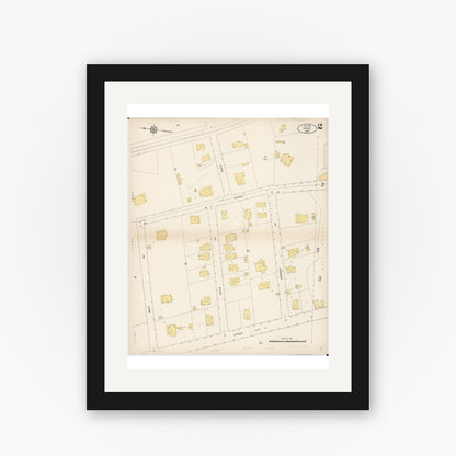Old map wall art mockup — black gallery frame with white mat — Sanborn Fire Insurance Map from Hilo, Hawaii County, Hawaii (1914), Sheet #0002