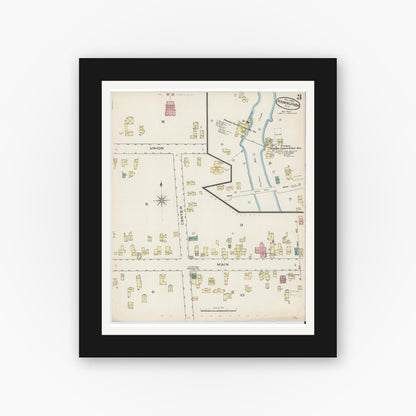 Old map wall art mockup — black gallery frame with white mat — Sanborn Fire Insurance Map from Hamburg, Erie County, New York (1885), Sheet #0003