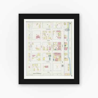 Old map wall art mockup — black gallery frame with white mat — Sanborn Fire Insurance Map from Saint Clair, Saint Clair County, Michigan (1895), Sheet #0003