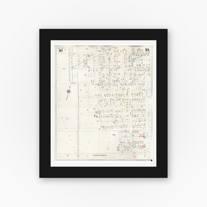 Old map wall art mockup — black gallery frame with white mat — Sanborn Fire Insurance Map from Lamesa, Dawson County, Texas (1948), Sheet #0010